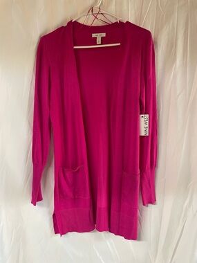 Nine West Women’s Fuchsia Open-Front Lightweight Cardigan
